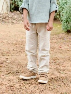 Pantalon Léger Garçon En Coton/lin - Noisette