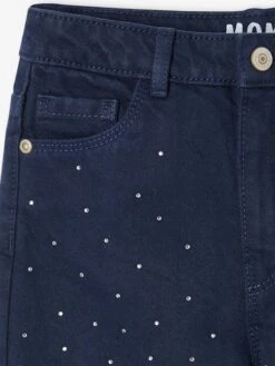 Pantalon Mom Fit à Strass Fille - Marine 6 Pantalon Mom Fit à Strass Fille - Marine -Vertbaudet Soldes Boutique pantalon mom fit a strass fille 2