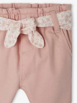 Pantalon Paperbag Bébé Avec Ceinture - Rose Pâle -Vertbaudet Soldes Boutique pantalon paperbag bebe avec ceinture 34