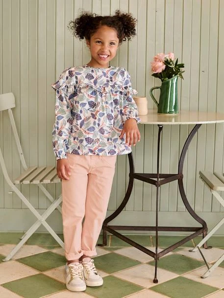 Pantalon Paperbag Fille Poches Coeur - Rose Poudré 2 Pantalon Paperbag Fille Poches Coeur - Rose Poudré – Image 2