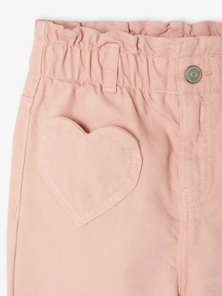 Pantalon Paperbag Fille Poches Coeur - Rose Poudré 6 Pantalon Paperbag Fille Poches Coeur - Rose Poudré – Image 6