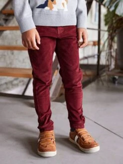 Pantalon Slim Velours Garçon - Bordeaux