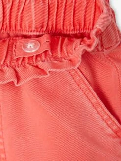 Pantalon Style Paperbag Fluide Fille - Corail -Vertbaudet Soldes Boutique pantalon style paperbag fluide fille 3