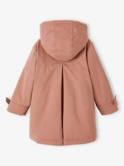 Parka à Capuche Chic Effet Peau De Pêche Fille - Bois De Rose -Vertbaudet Soldes Boutique parka a capuche chic effet peau de peche fille 2