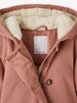 Parka à Capuche Chic Effet Peau De Pêche Fille - Bois De Rose -Vertbaudet Soldes Boutique parka a capuche chic effet peau de peche fille 3