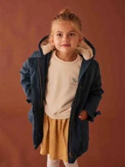 Parka à Capuche Chic Effet Peau De Pêche Fille - Bois De Rose -Vertbaudet Soldes Boutique parka a capuche chic effet peau de peche fille 6