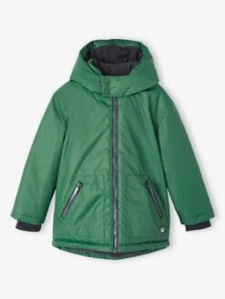 Parka à Capuche Doublée Polaire Garçon - Vert -Vertbaudet Soldes Boutique parka a capuche doublee polaire garcon 5