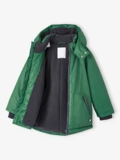 Parka à Capuche Doublée Polaire Garçon - Vert -Vertbaudet Soldes Boutique parka a capuche doublee polaire garcon 6