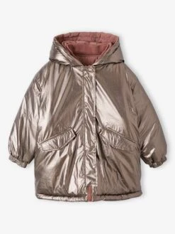 Parka à Capuche Réversible Effet Métallisé Ou Doudoune Fille - Argent -Vertbaudet Soldes Boutique parka a capuche reversible effet metallise ou doudoune fille 10