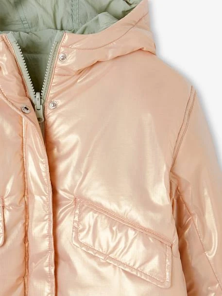 Parka à Capuche Réversible Fille - Vert Sauge 5 Parka à Capuche Réversible Fille - Vert Sauge – Image 5