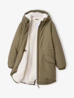 Parka Fille à Capuche - Kaki -Vertbaudet Soldes Boutique parka fille a capuche 4