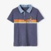 Polo à Rayures Placées Garçon Détails En Chambray - Bleu Ardoise -Vertbaudet Soldes Boutique polo a rayures placees garcon details en chambray