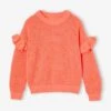 Pull à Volants En Maille Fantaisie Fille - Vanille