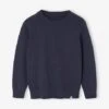 Pull Basique Col Rond Manches Longues Garçon - Rayé Bleu