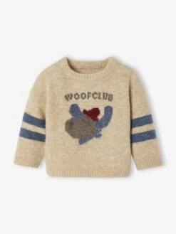 Pull Bébé En Tricot Avec Motif Jacquard - Beige Chiné