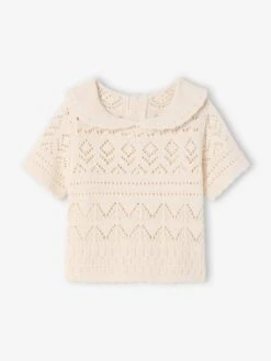 Pull Bébé Manches En Crochet - Vanille