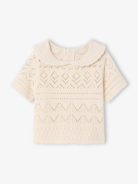 Pull Bébé Manches En Crochet - Vanille 1 Pull Bébé Manches En Crochet - Vanille