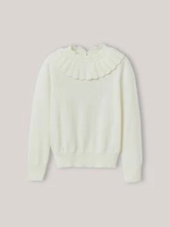 Cyrillus Pull Col Pierrot Fille En Coton Et Laine - écru