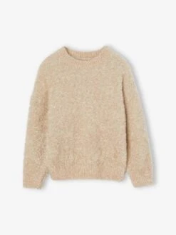 Pull De Fête Maille Brillante Et Duveteuse Effet "poilu" Fille - Or