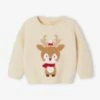 Pull De Noël Renne Détails Brillants Bébé - Beige Poudré -Vertbaudet Soldes Boutique pull de noel renne details brillants bebe
