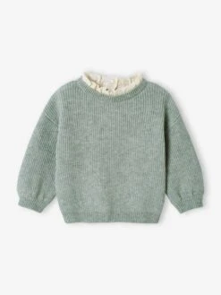 Pull En Côte Perlée Bébé Col En Broderie Anglaise - Rayé Marine -Vertbaudet Soldes Boutique pull en cote perlee bebe col en broderie anglaise 22