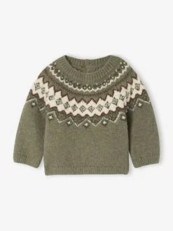Pull Jacquard Bébé Garçon En Maille Mousseuse Ultra Douce - Kaki -Vertbaudet Soldes Boutique pull jacquard bebe garcon en maille mousseuse ultra douce 17