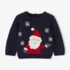 Pull Jacquard Père Noël Bébé - Marine -Vertbaudet Soldes Boutique pull jacquard pere noel bebe