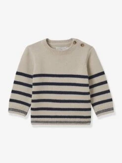 Cyrillus Pull Marinière Bébé Laine - Beige