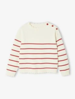 Pull Marinière Fantaisie Fille - Marine -Vertbaudet Soldes Boutique pull mariniere fantaisie fille 4