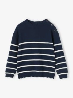 Pull Marinière Fantaisie Fille - Marine -Vertbaudet Soldes Boutique pull mariniere fantaisie fille 7