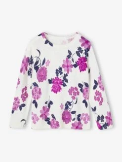 Pull Motifs Fleurs Fille - Rose Imprimé