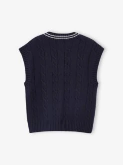 Pull Sans Manches Fille - Marine -Vertbaudet Soldes Boutique pull sans manches fille 3