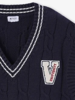 Pull Sans Manches Fille - Marine -Vertbaudet Soldes Boutique pull sans manches fille 4