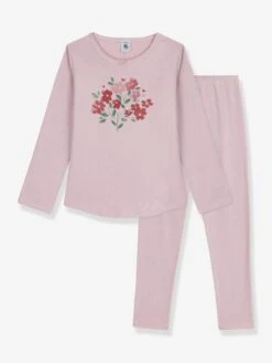 PETIT BATEAU Pyjama Enfant Coton Côte 1x1 - Rose