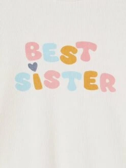 Pyjama Fille En Côtes Best Sister - écru -Vertbaudet Soldes Boutique pyjama fille en cotes best sister 4