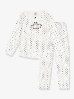 PETIT BATEAU Pyjama Fille En Coton Imprimé Pois - Blanc