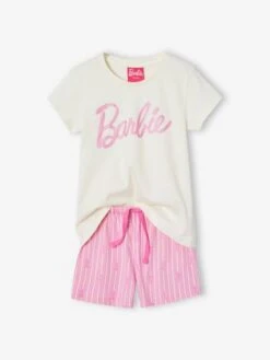 Pyjashort Barbie Motif Foil Brillant - Rose Bonbon