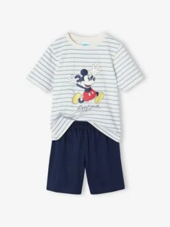 Pyjashort Disney Mickey Rayé - Bleu Nuit