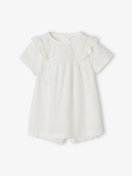 Pyjashort Fille En Voile De Coton Plumetis Et Broderie Anglaise - écru 5 Pyjashort Fille En Voile De Coton Plumetis Et Broderie Anglaise - écru – Image 5