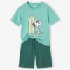 Pyjashort Peanuts Snoopy Surf - Vert émeraude -Vertbaudet Soldes Boutique pyjashort peanuts snoopy surf