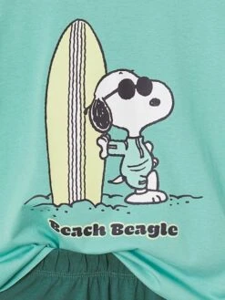 Pyjashort Peanuts Snoopy Surf - Vert émeraude -Vertbaudet Soldes Boutique pyjashort peanuts snoopy surf 3