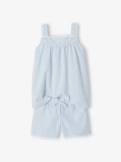 Pyjashort Rayé Fille - Rayé Bleu