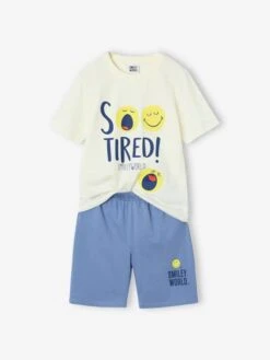 Pyjashort Smiley World So Tired - Bleu Chambray 11 Pyjashort Smiley World So Tired - Bleu Chambray -Vertbaudet Soldes Boutique pyjashort smiley world so tired 2