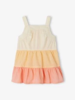 Robe à Bretelles Colorblock Bébé - Pêche