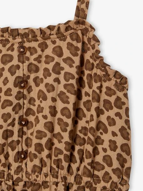 Robe à Bretelles En Gaze De Coton Fille - Sable 5 Robe à Bretelles En Gaze De Coton Fille - Sable – Image 5