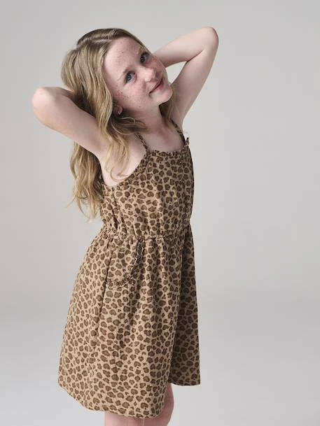 Robe à Bretelles En Gaze De Coton Fille - Sable 6 Robe à Bretelles En Gaze De Coton Fille - Sable – Image 6
