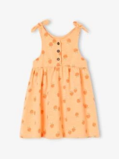 Robe à Bretelles Imprimée Bébé - Abricot