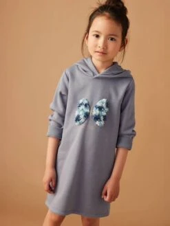 Robe à Capuche En Molleton Fille Détails Fantaisie - Gris Chiné -Vertbaudet Soldes Boutique robe a capuche en molleton fille details fantaisie 25