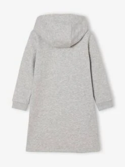 Robe à Capuche En Molleton Fille Détails Fantaisie - Gris Chiné -Vertbaudet Soldes Boutique robe a capuche en molleton fille details fantaisie 28
