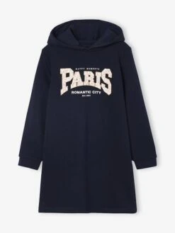 Robe à Capuche En Molleton Fille Détails Fantaisie - Gris Chiné -Vertbaudet Soldes Boutique robe a capuche en molleton fille details fantaisie 30